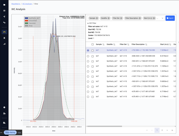 XIC Allows Ability to Adjust RT Ranges with Immediate Area Recalculation